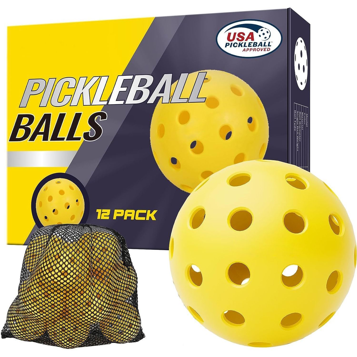 Durable Black Pickleballs 40-Holes 12-Pack (Color Box) - Image 3