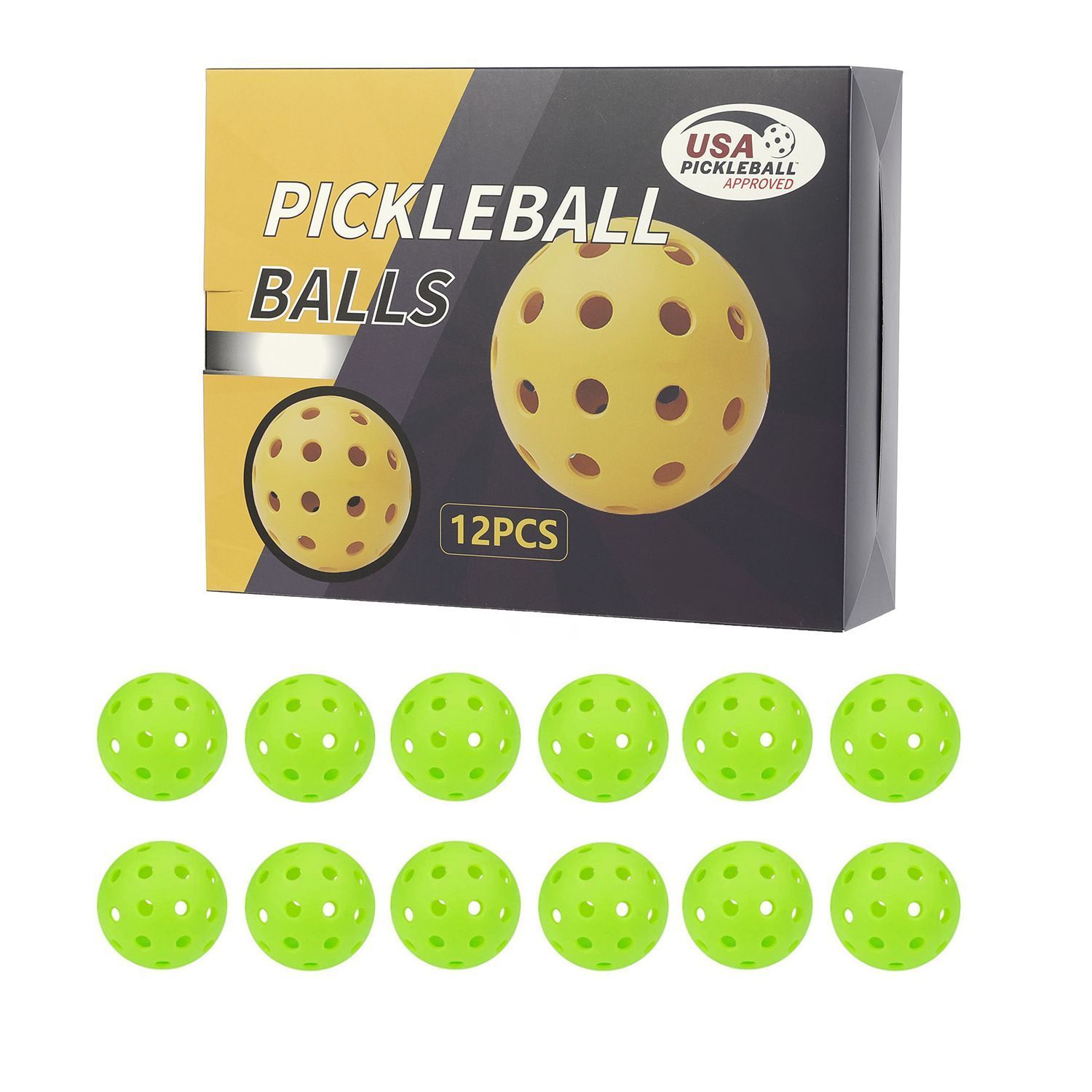 Durable Green Pickleballs 40-Holes 12-Pack (Color Box) - Image 1