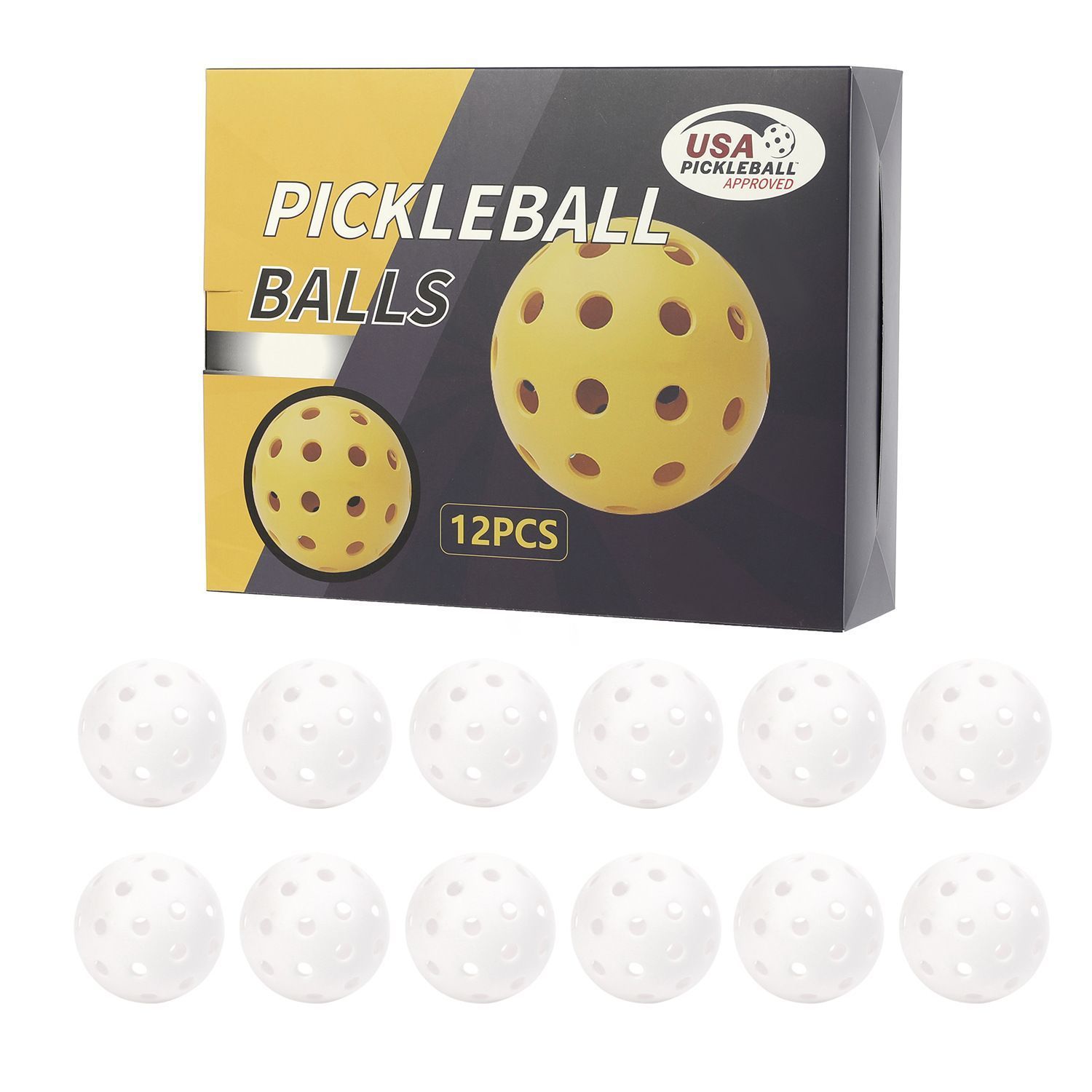 Durable White Pickleballs 40-Holes 12-Pack (Color Box) - Image 1