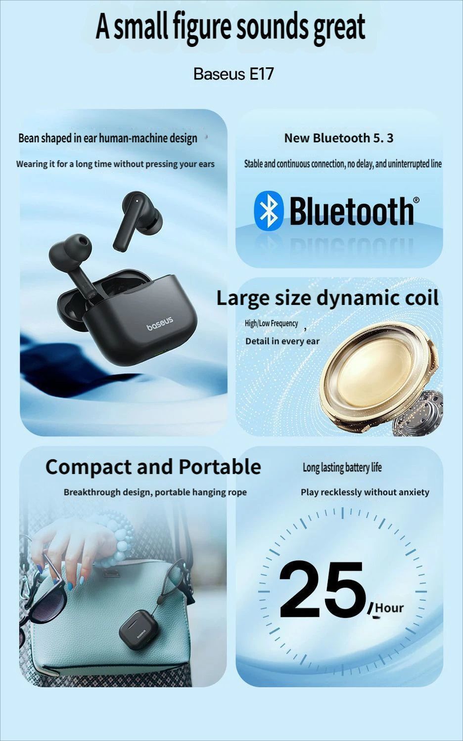 E17 Bluetooth headset-White - Image 8