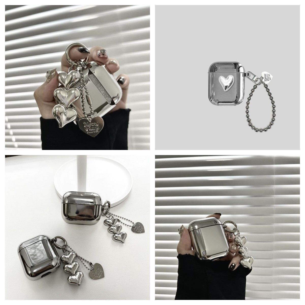 Electroplated solid color shell + 3 heart pendants AirPods Pro - Image 2