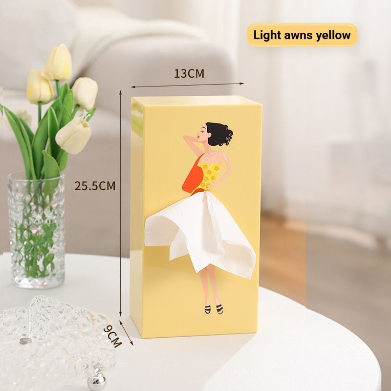 Elegant Light Mango Yellow Princess Tissue Box Holder - Image 1