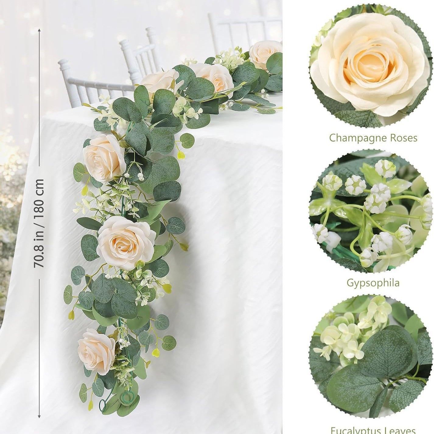 Eucalyptus Flower Vine – Champagne - Image 1