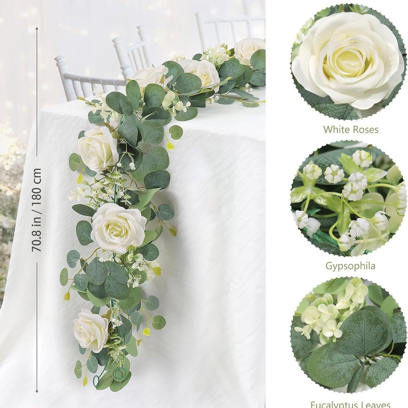 Eucalyptus Flower Vine – White - Image 1