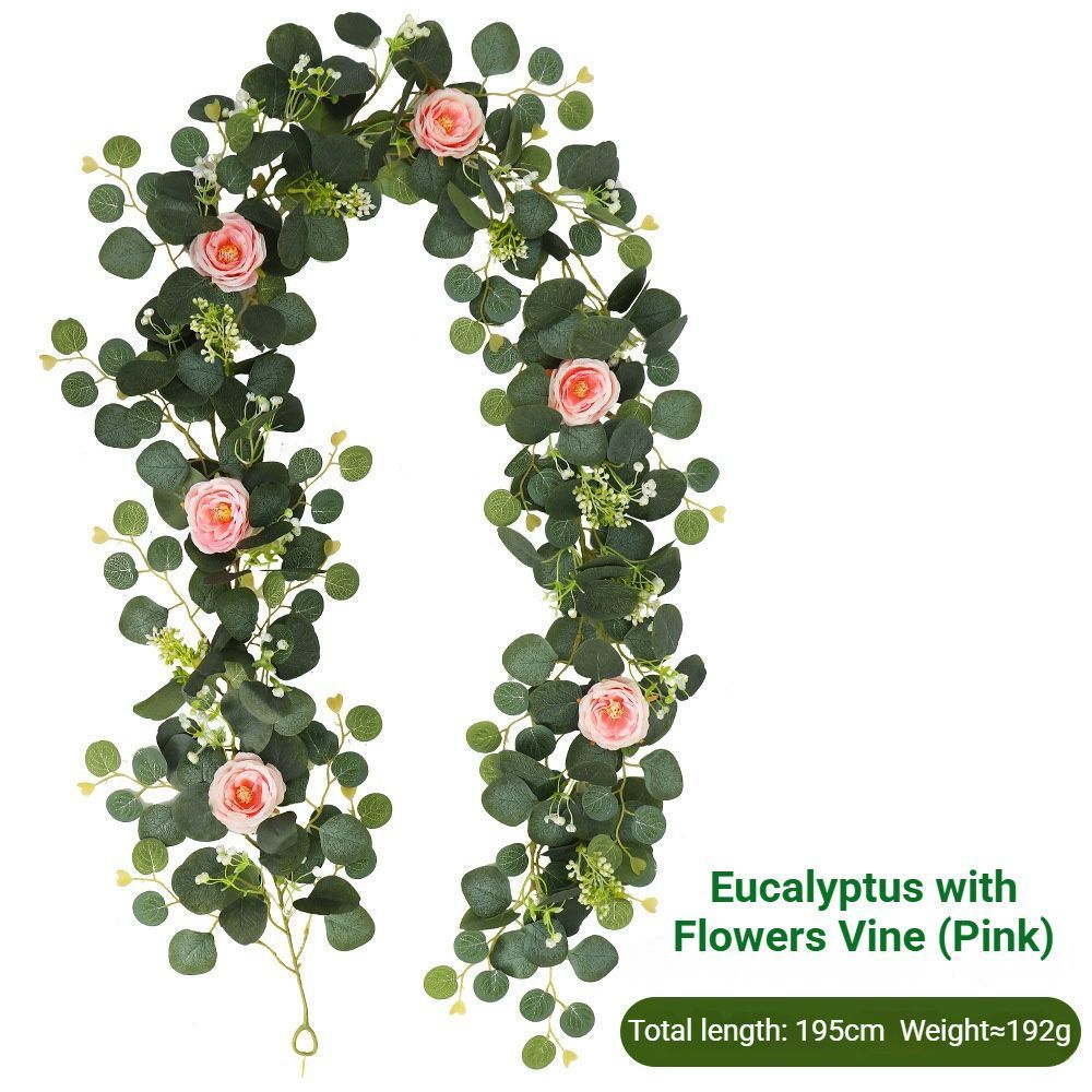 Eucalyptus with Flowers - 72 Heads-pink - Image 1