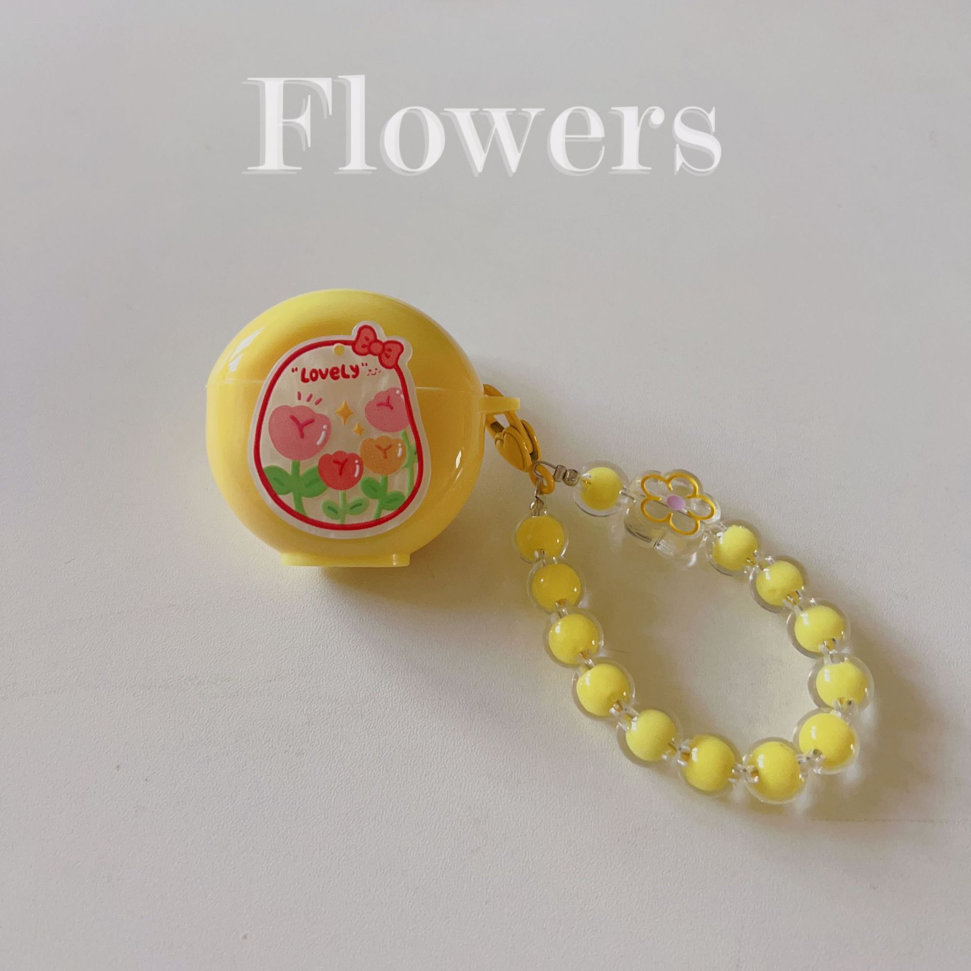 Floral patches + black base shell + colorful bracelet AirPods 1/2 - Image 6