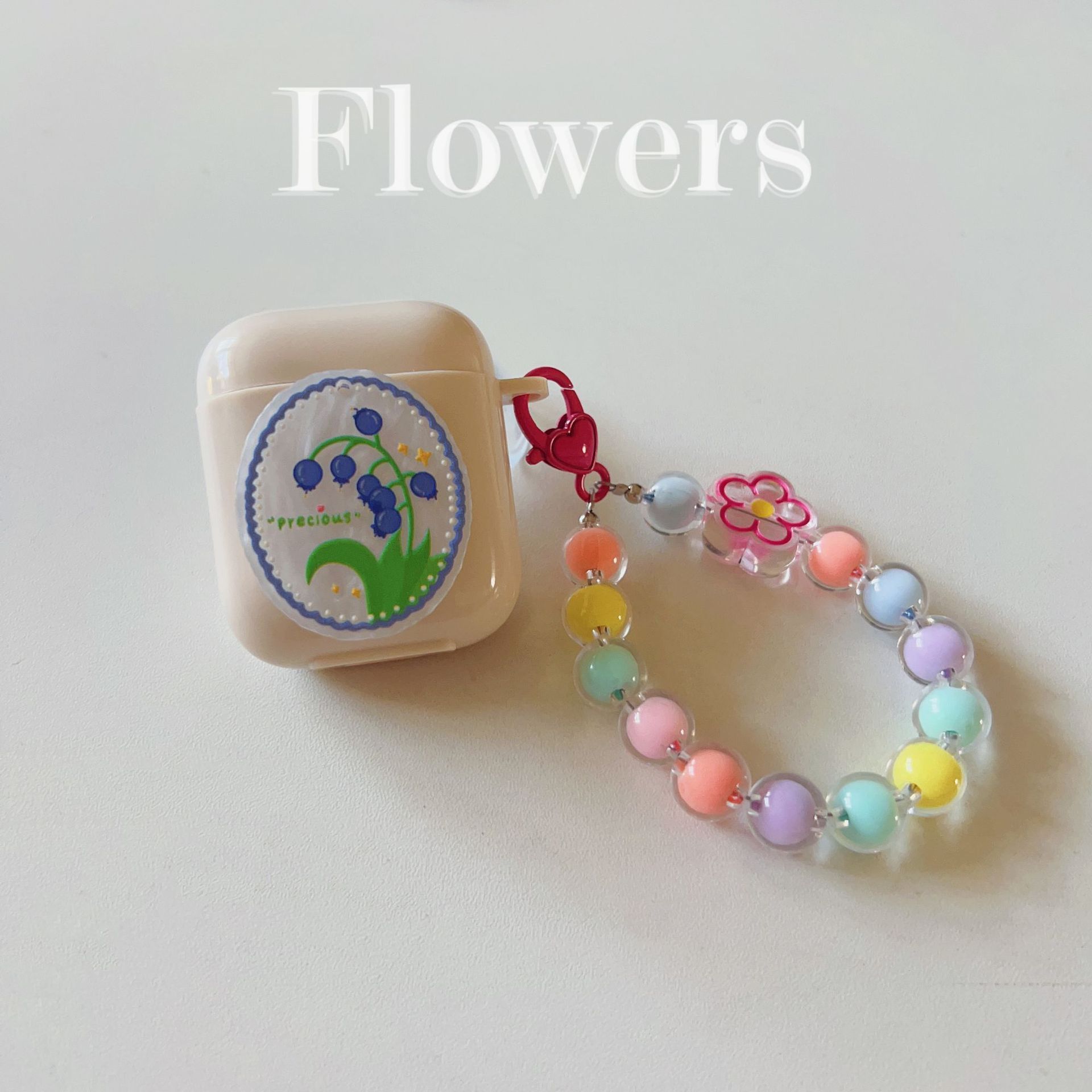 Floral patches+off-white base shell+colorful bracelet Apple AirPods 3 - Image 2