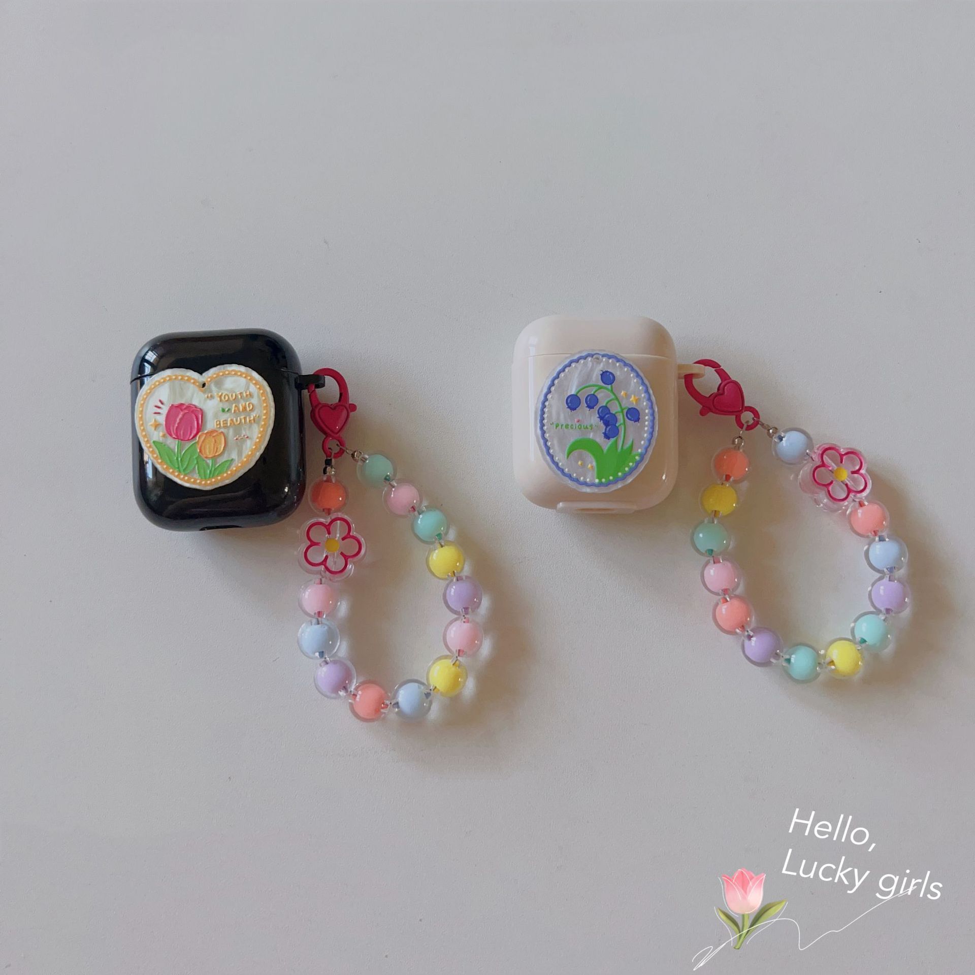 Floral patches + pink base shell + pink bracelet Apple AirPods Pro 2 - Image 7