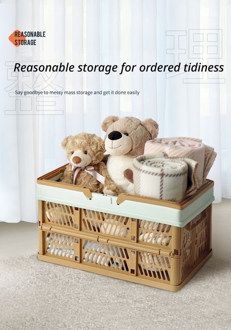 Folding picnic basket-Brown with Beige - Image 4