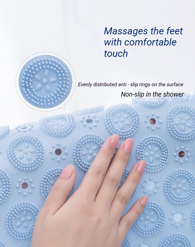 Gray Round Non-Slip Massage Bath Mat 55×55cm - Image 4