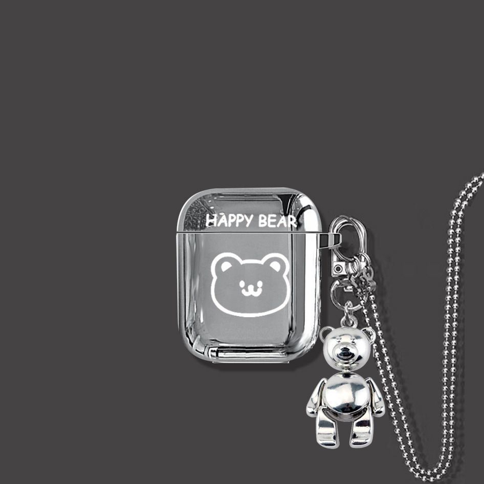 HAPPY Bear AirPods 1 2 Case+Keyring+Necklace - Image 1
