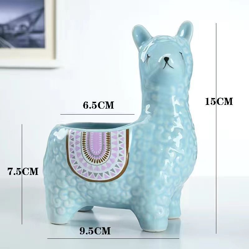Head-Tilted-Alpaca-Orchid-Ceramic-Planter - Image 1