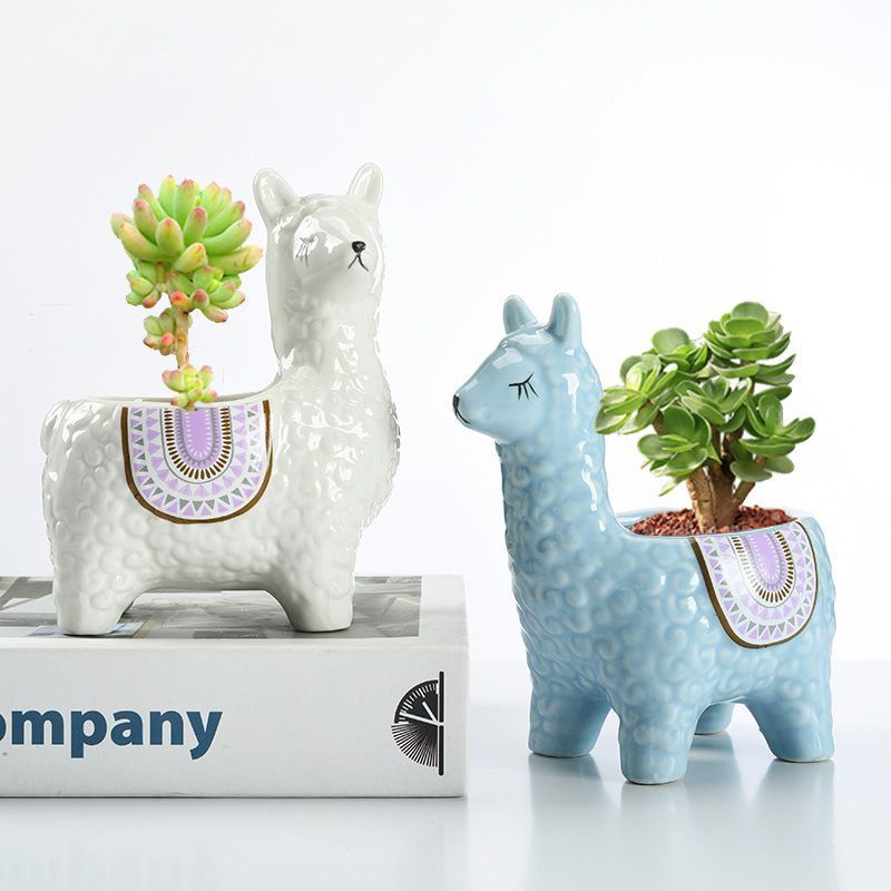 Head-Tilted-Alpaca-Orchid-Ceramic-Planter - Image 6