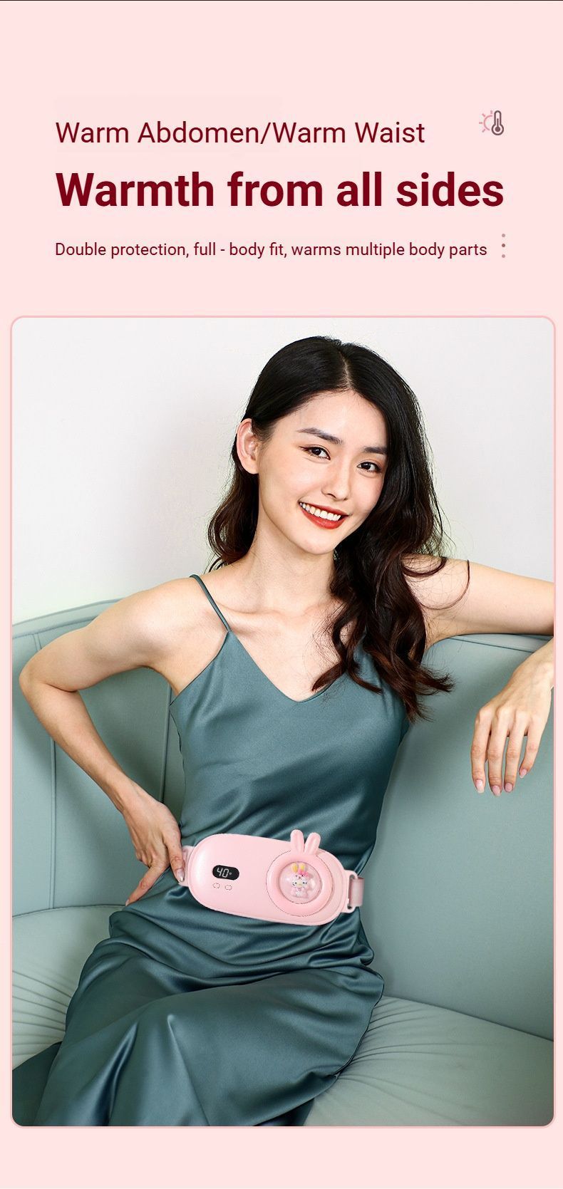 Heated Period Relief Waist Belt Pink Cute Baby - Image 8