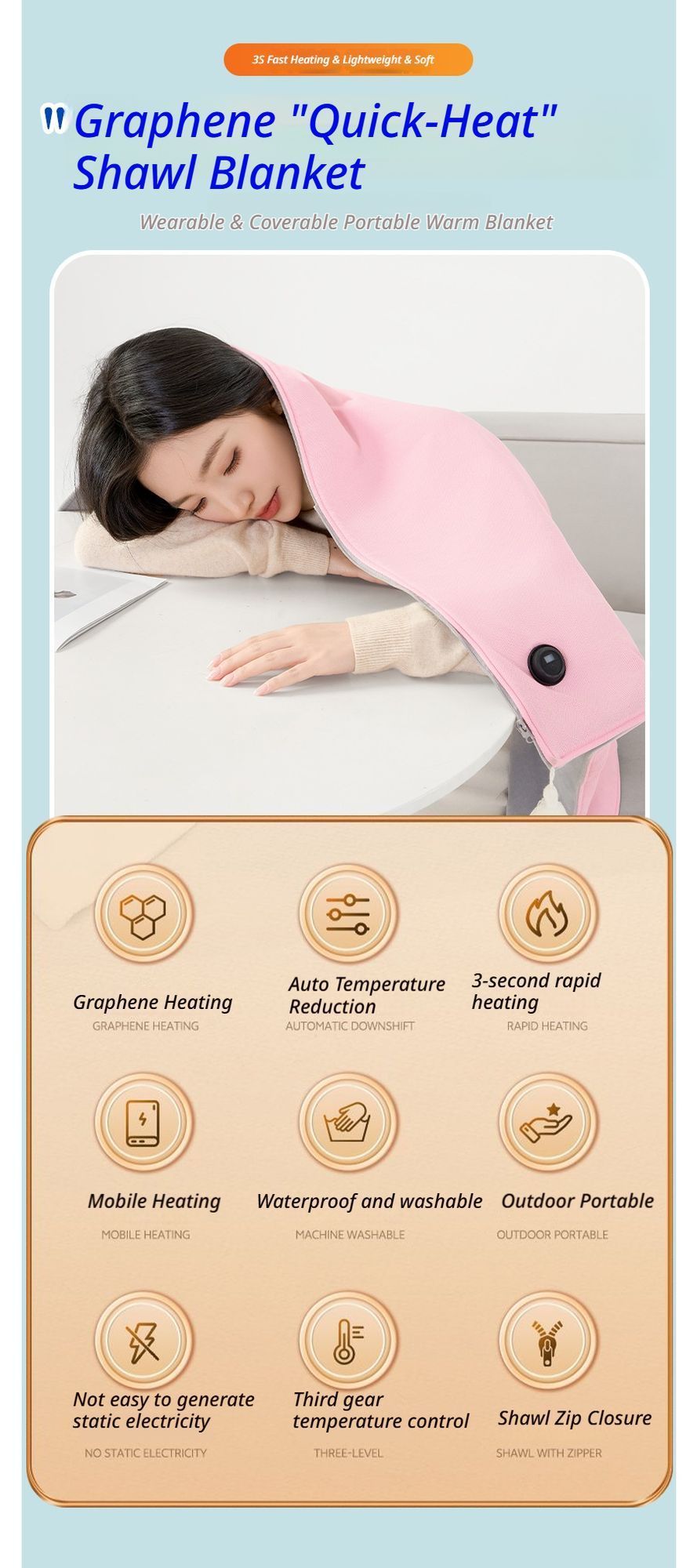 Heating Shawl - Pink - Image 4