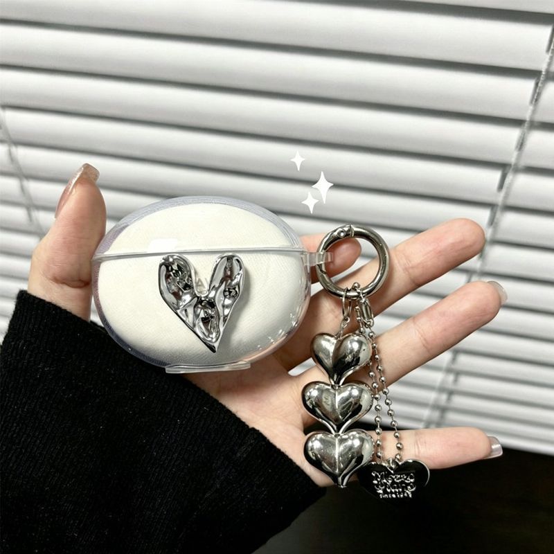 Irregular Heart Transparent Shell + Three Hearts Apple AirPods 4 - Image 2