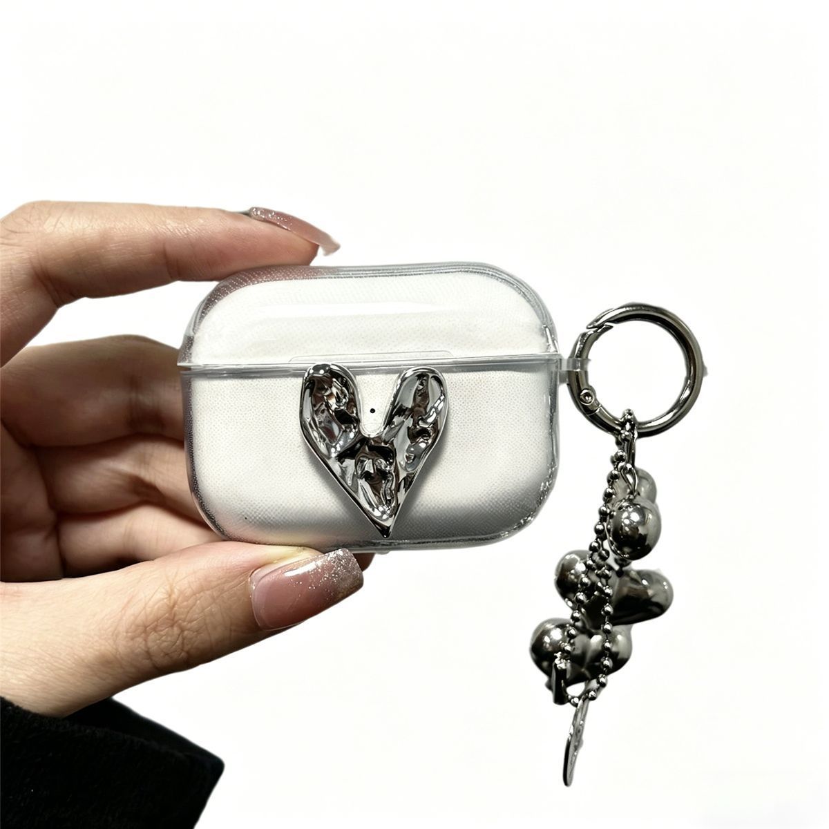 Irregular Heart Transparent Shell + Three Hearts Apple AirPods 4 - Image 7