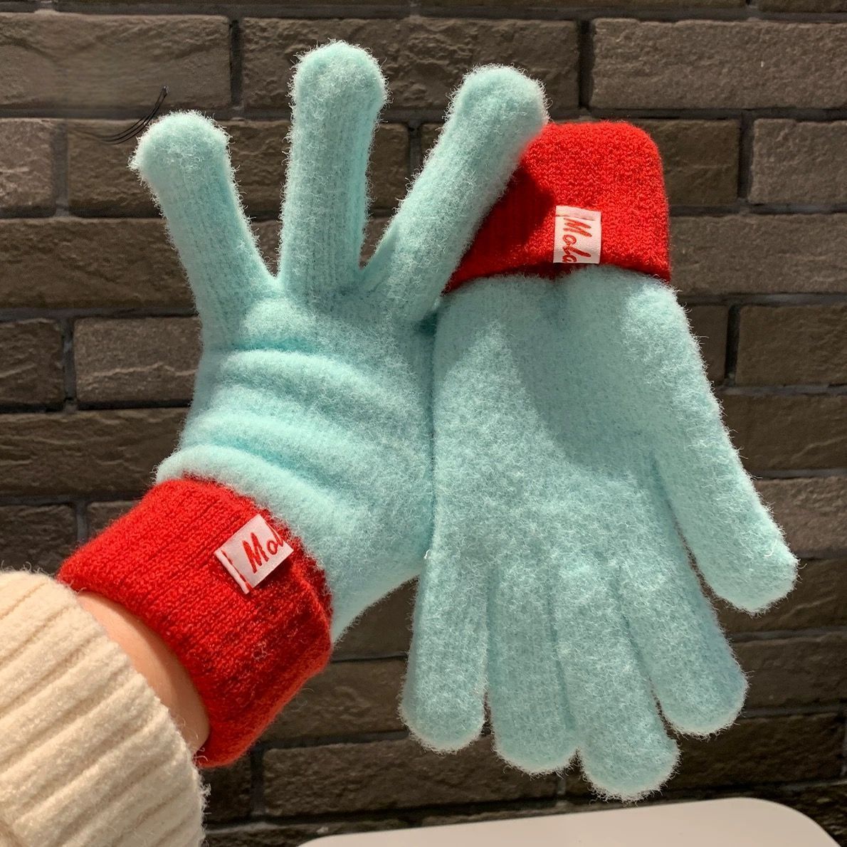 Knit Gloves Lake Blue - Image 1