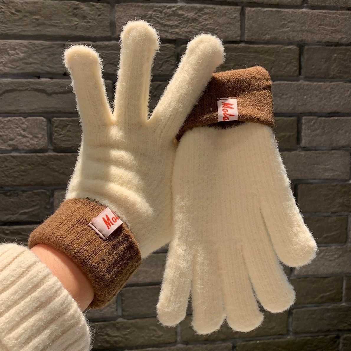 Knit Gloves Off White - Image 1