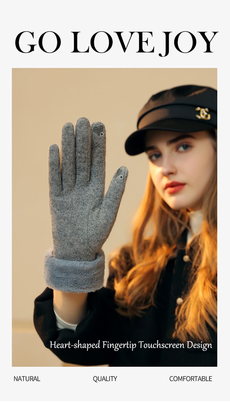 Ladies Winter Warm Cashmere Gloves DY36 Moonlight Gray - Image 5