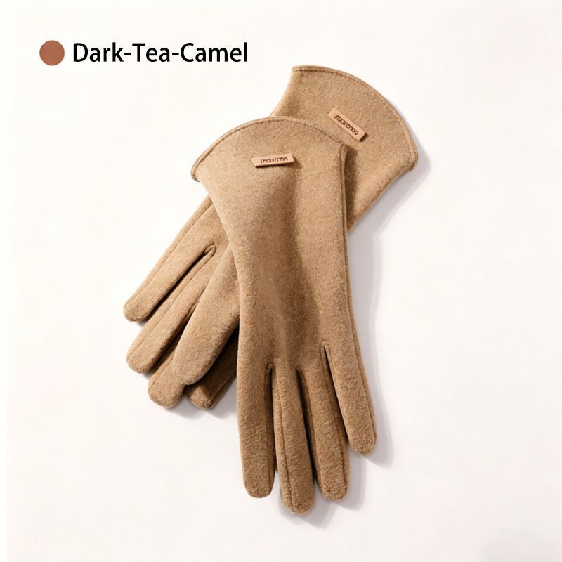 Ladies Winter Warm Cashmere Gloves DY43 Dark Tea Camel - Image 1