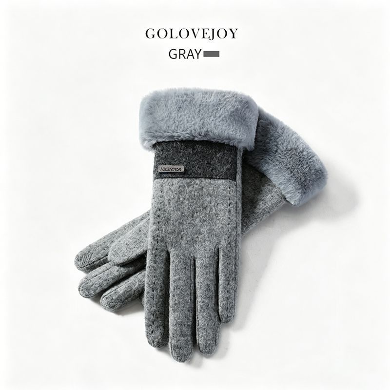 Ladies Winter Warm Cashmere Gloves DY50 Gray - Image 1
