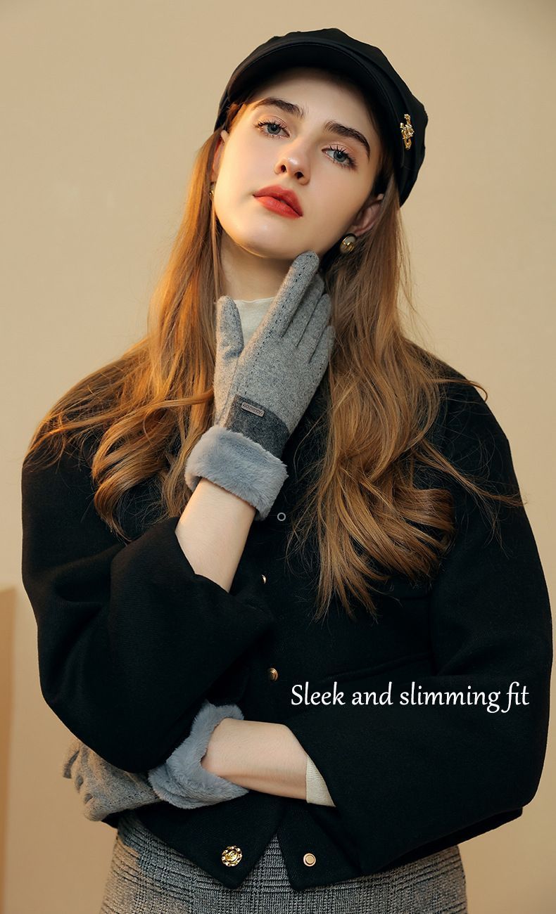Ladies Winter Warm Cashmere Gloves DY50 Gray - Image 4