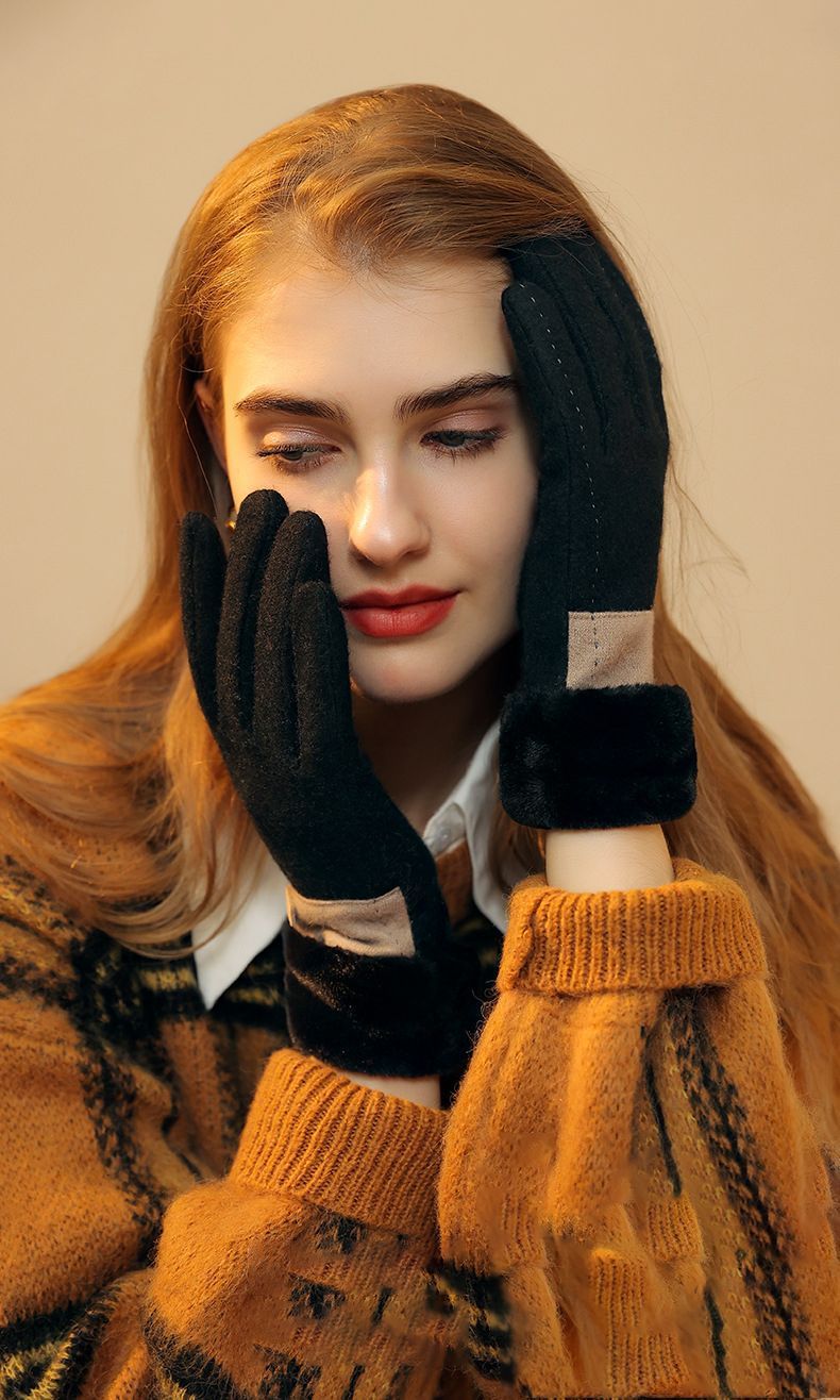 Ladies Winter Warm Cashmere Gloves DY50 Khaki - Image 8