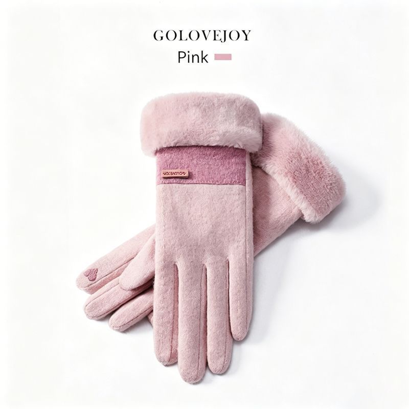 Ladies Winter Warm Cashmere Gloves DY50 Pink - Image 1