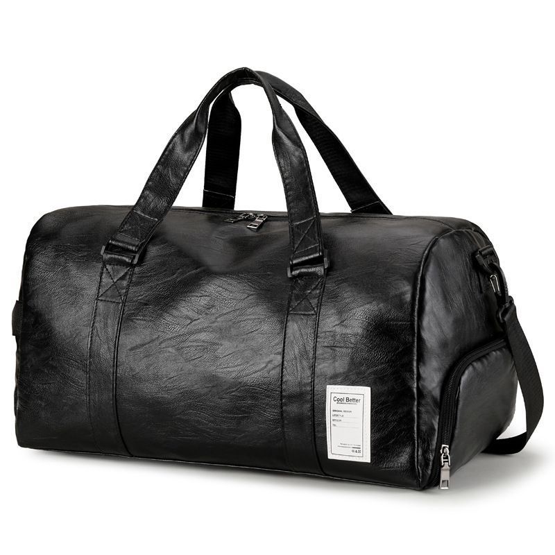 LargePULeatherTravelGymBag-Black - Image 1