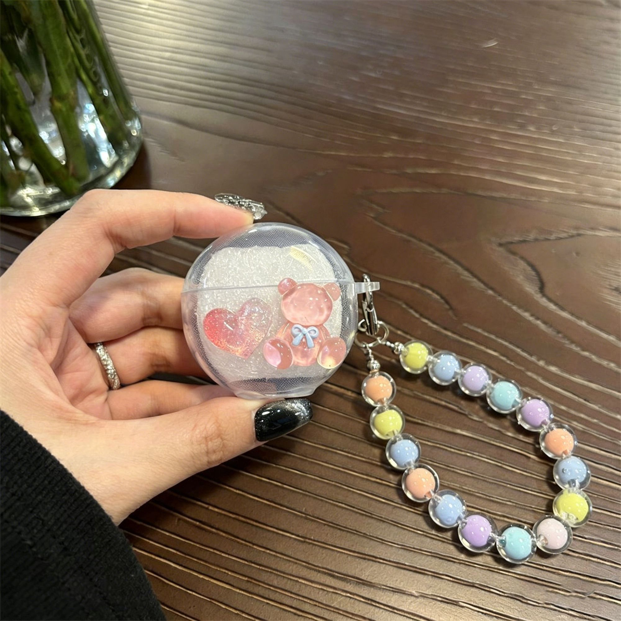 Love Heart Bear Clear Case + Colorful Bracelet - Image 1