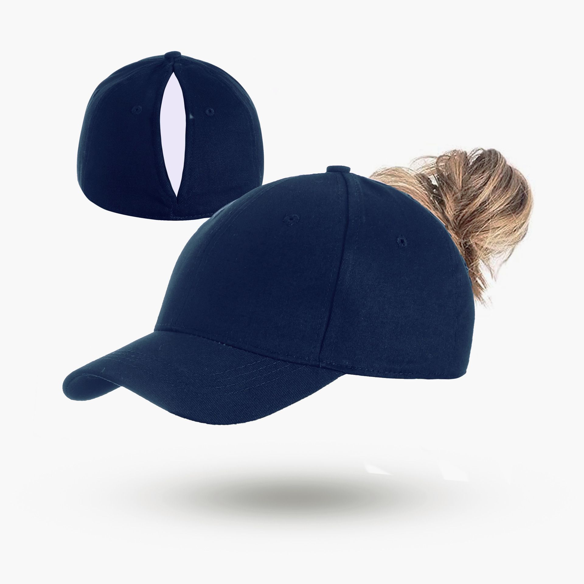 Magnetic Ponytail Cap Navy Blue - Image 1