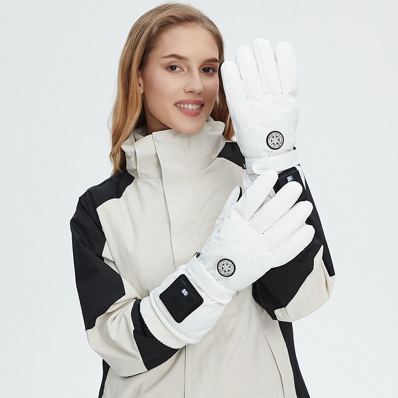 Outdoor Smart Heated Winter Gloves White - Image 1