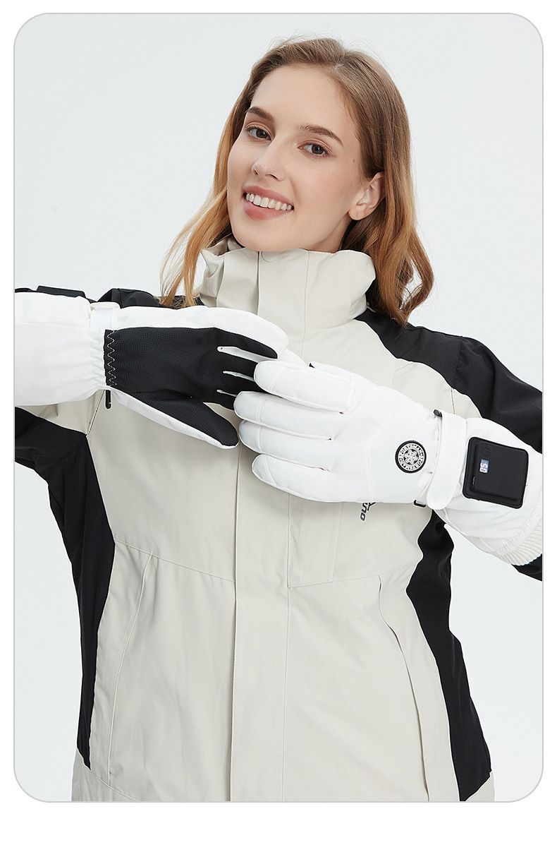 Outdoor Smart Heated Winter Gloves White - Image 2