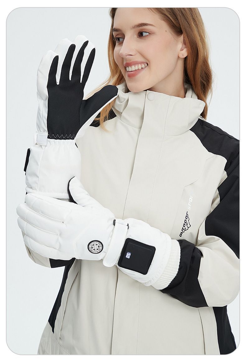Outdoor Smart Heated Winter Gloves White - Image 3