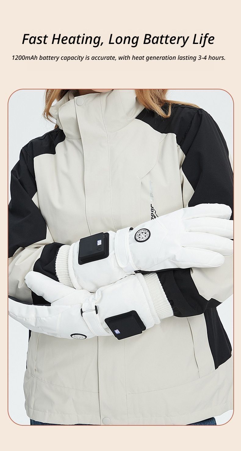 Outdoor Smart Heated Winter Gloves White - Image 4