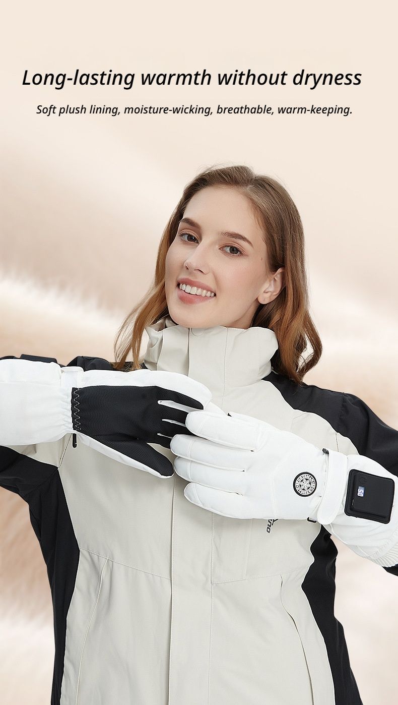 Outdoor Smart Heated Winter Gloves White - Image 5