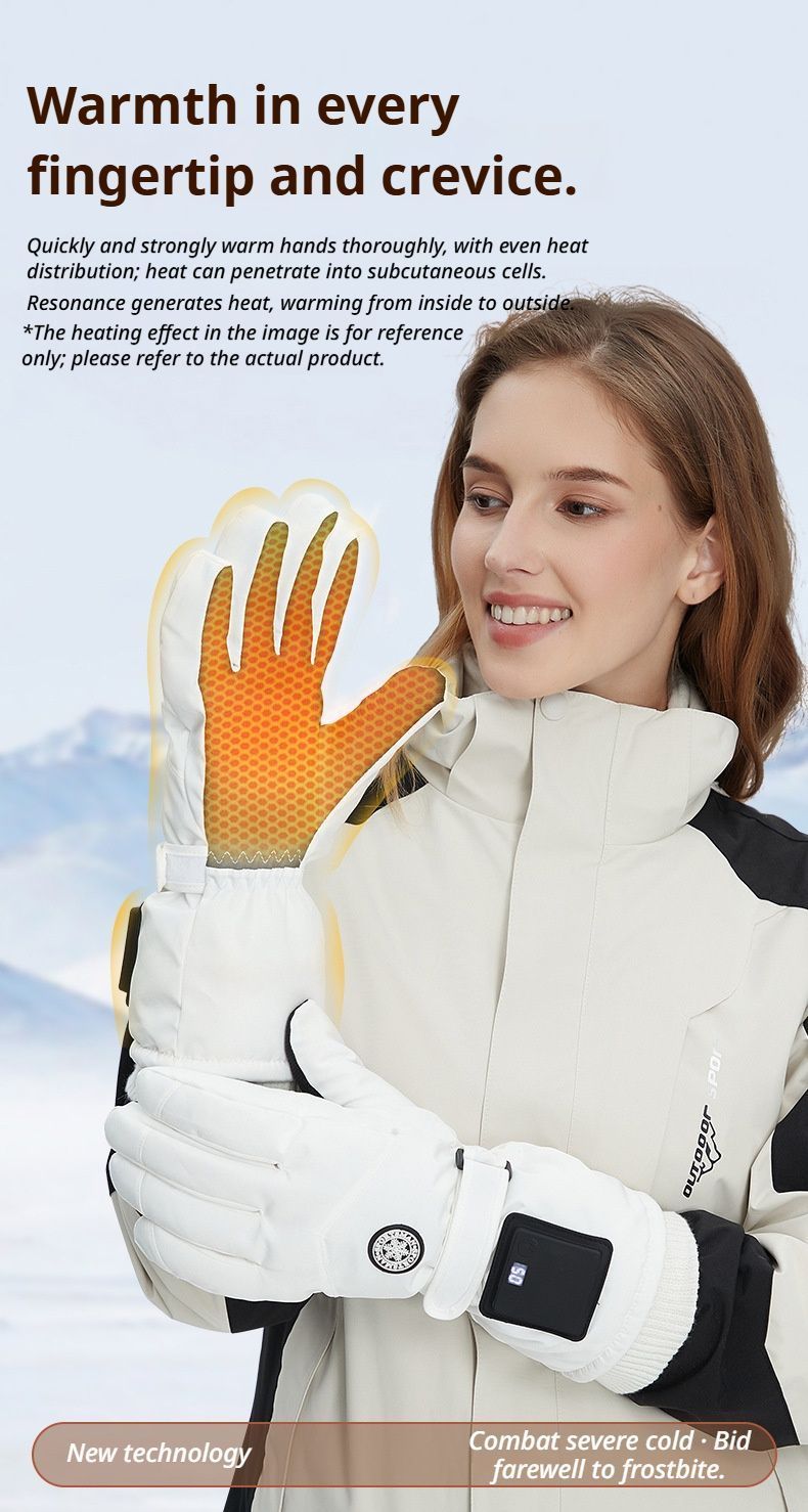 Outdoor Smart Heated Winter Gloves White - Image 8