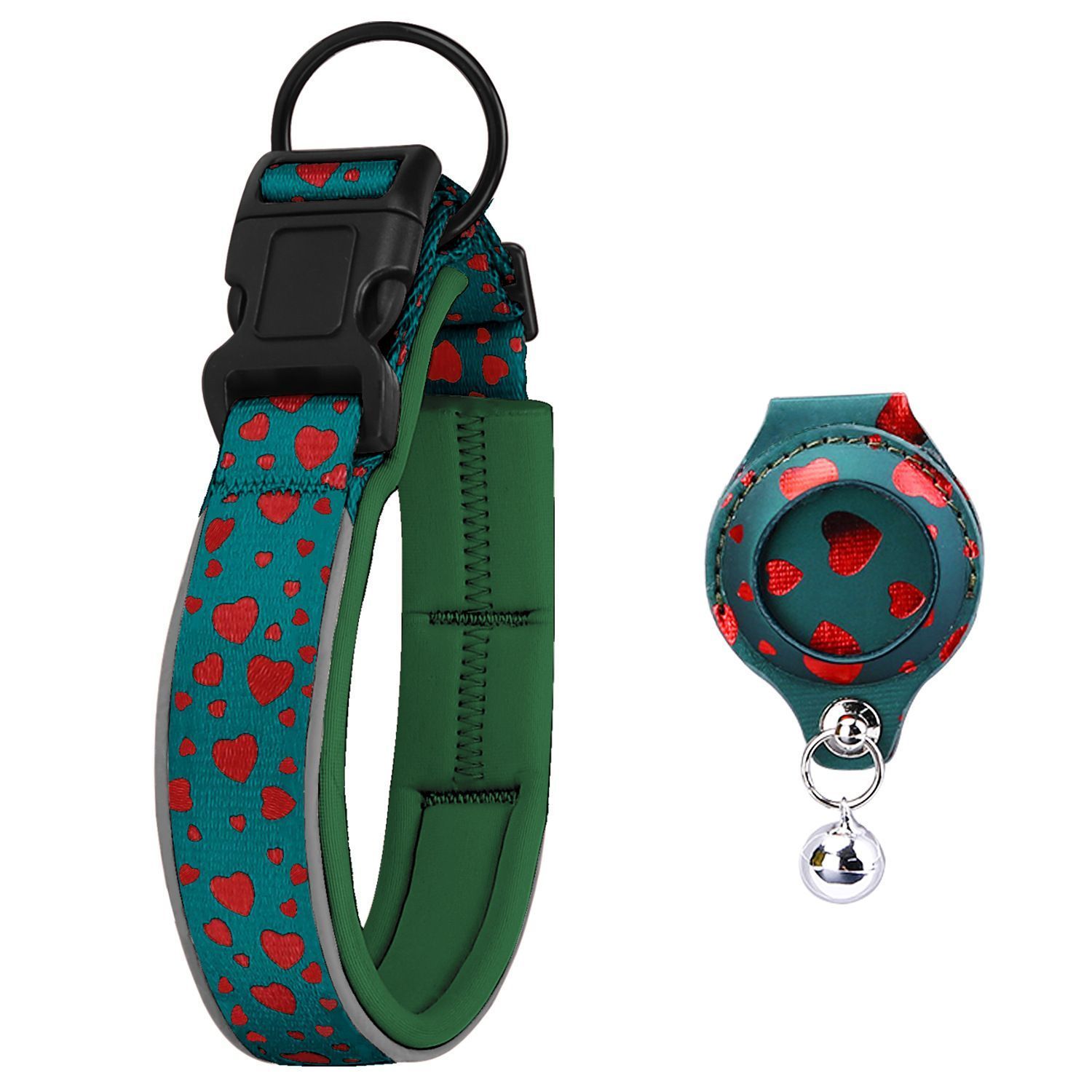 Pet positioning collar-Heart Green 1Pair1-XL-without locator - Image 1