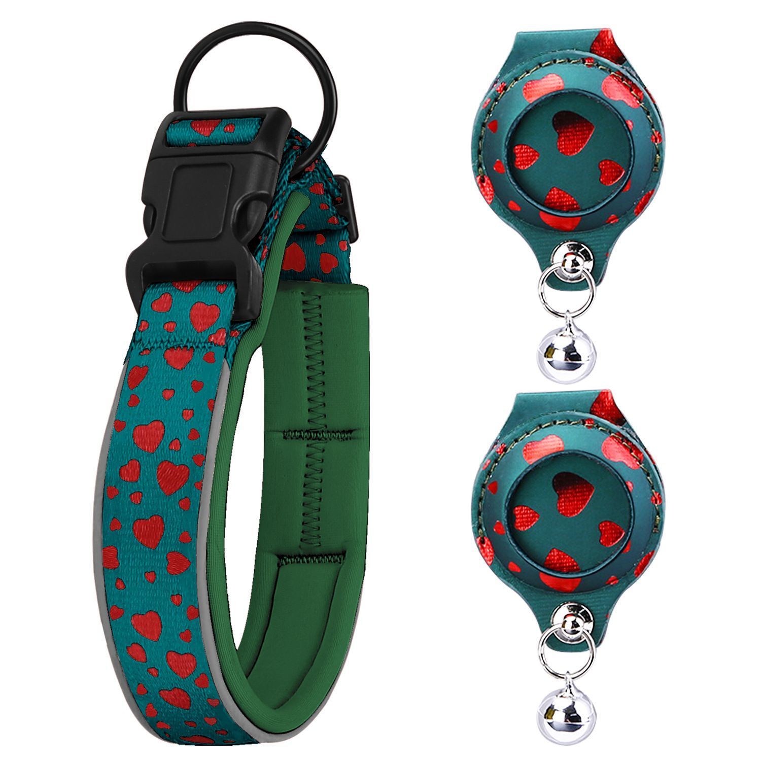 Pet positioning collar-Heart Green 1Pair2-M-without locator - Image 1
