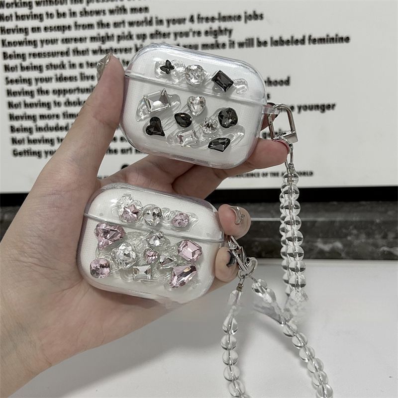 Pink diamond+clear pearl bracelet+Airpods4 - Image 2