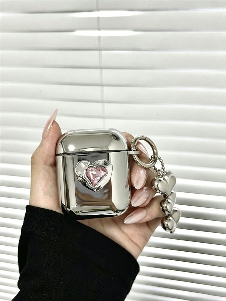 Pink Double Heart Electroplated Case + 3 Heart Charms AirPods Pro - Image 2