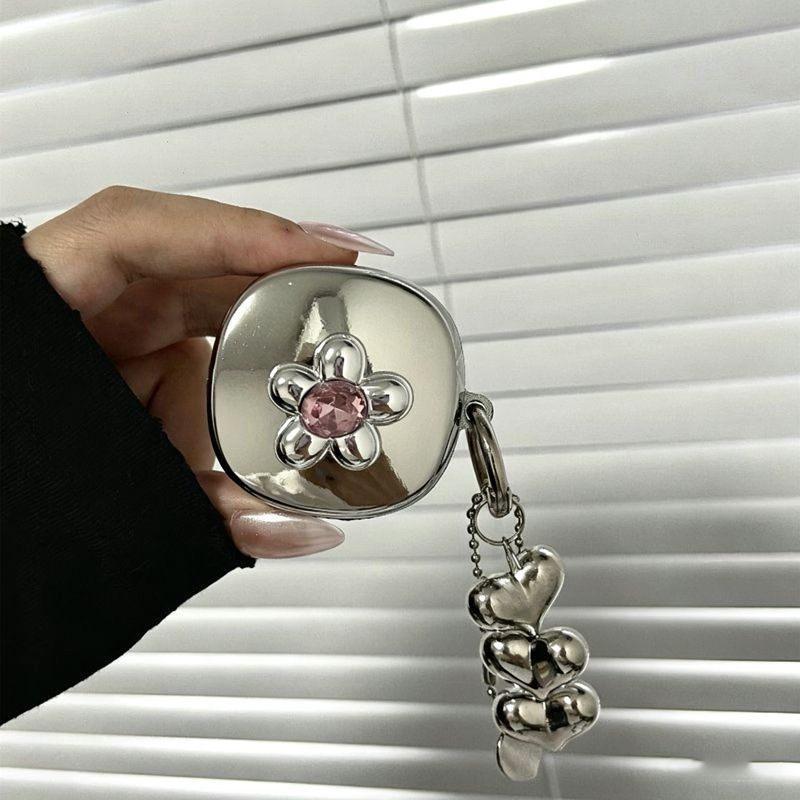 Pink Double Heart Electroplated Case + 3 Heart Charms Apple AirPods 2 - Image 3
