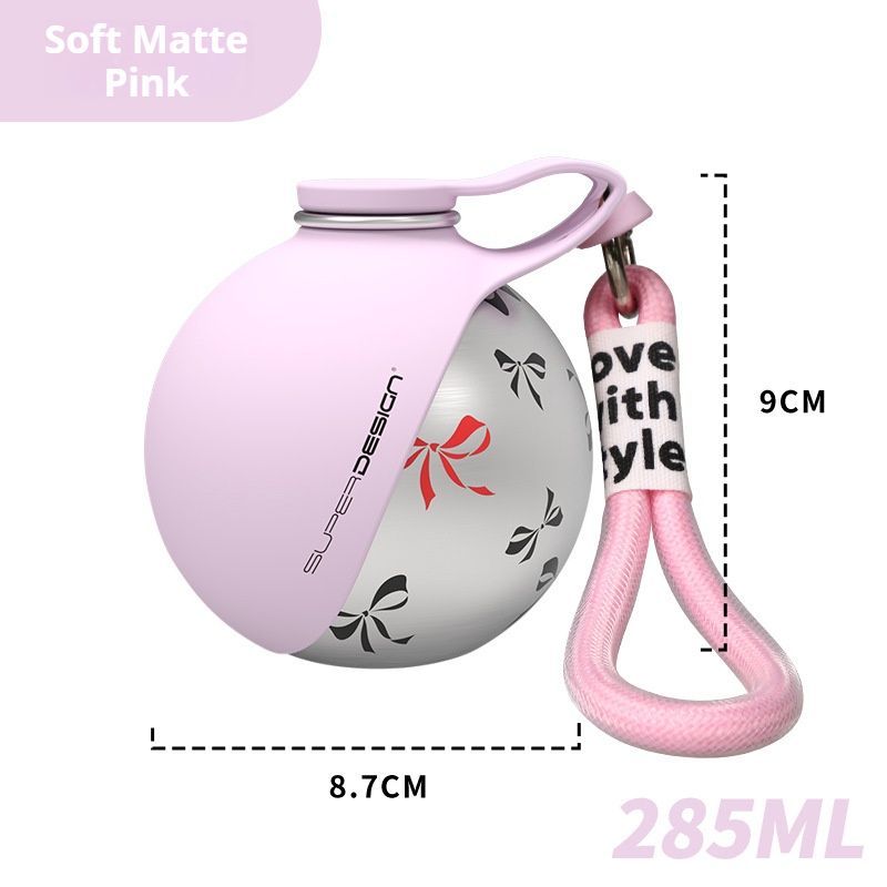 Pink Floral Print Xiaoman Portable Pet Water Bottle - Image 2
