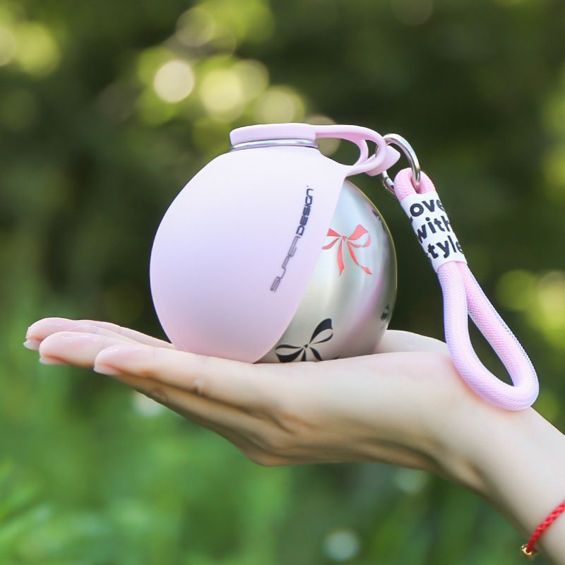Pink Floral Print Xiaoman Portable Pet Water Bottle - Image 3