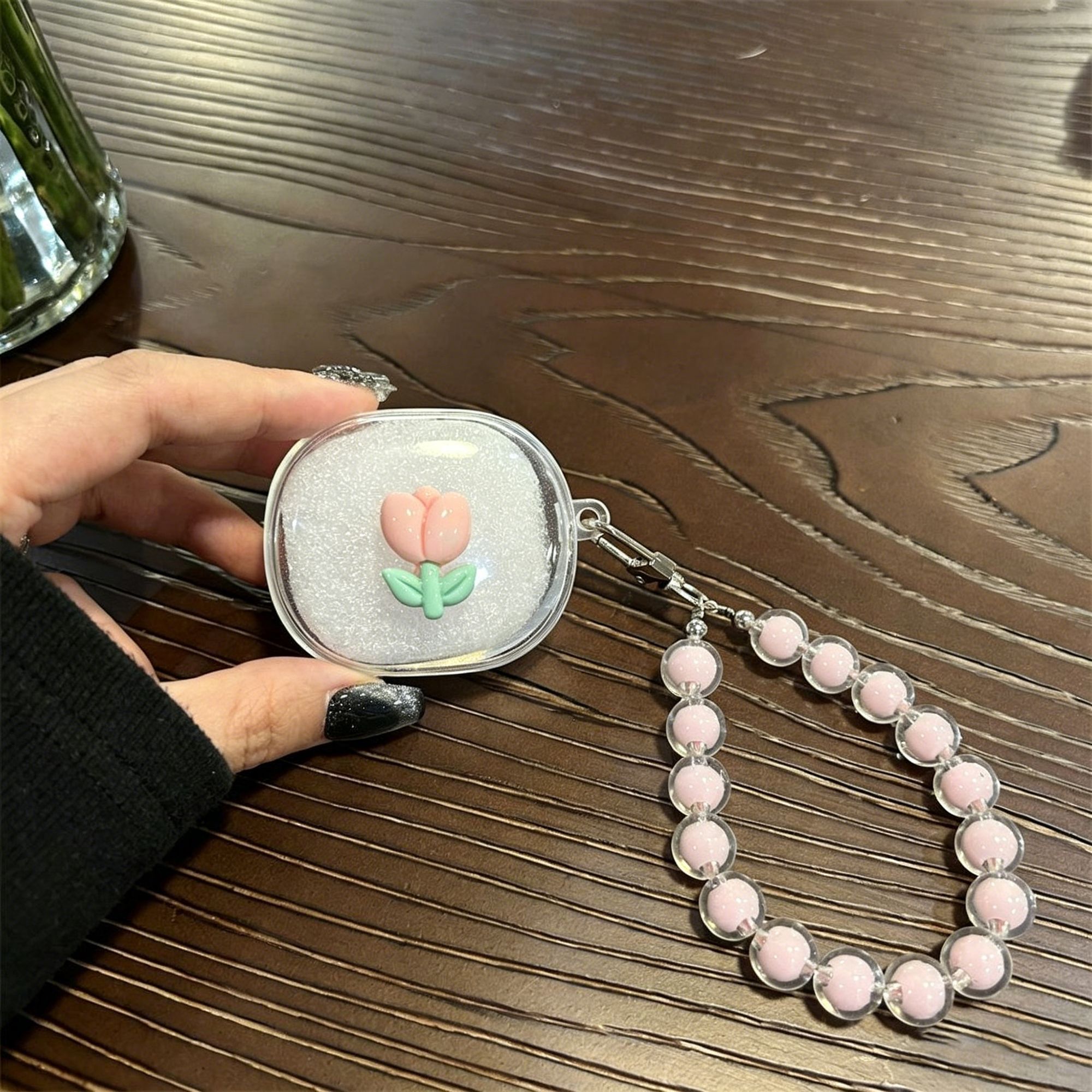 Pink Flower Clear Case + Pink Bracelet - Image 1