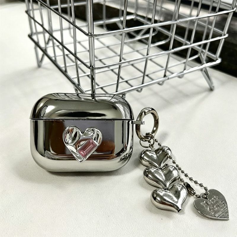 Pink Framed Heart Plated Case + 3 Heart Pendants AirPods Pro - Image 4
