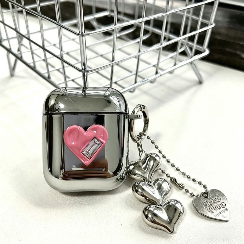 Pink Framed Heart Plated Case + 3 Heart Pendants AirPods Pro - Image 6