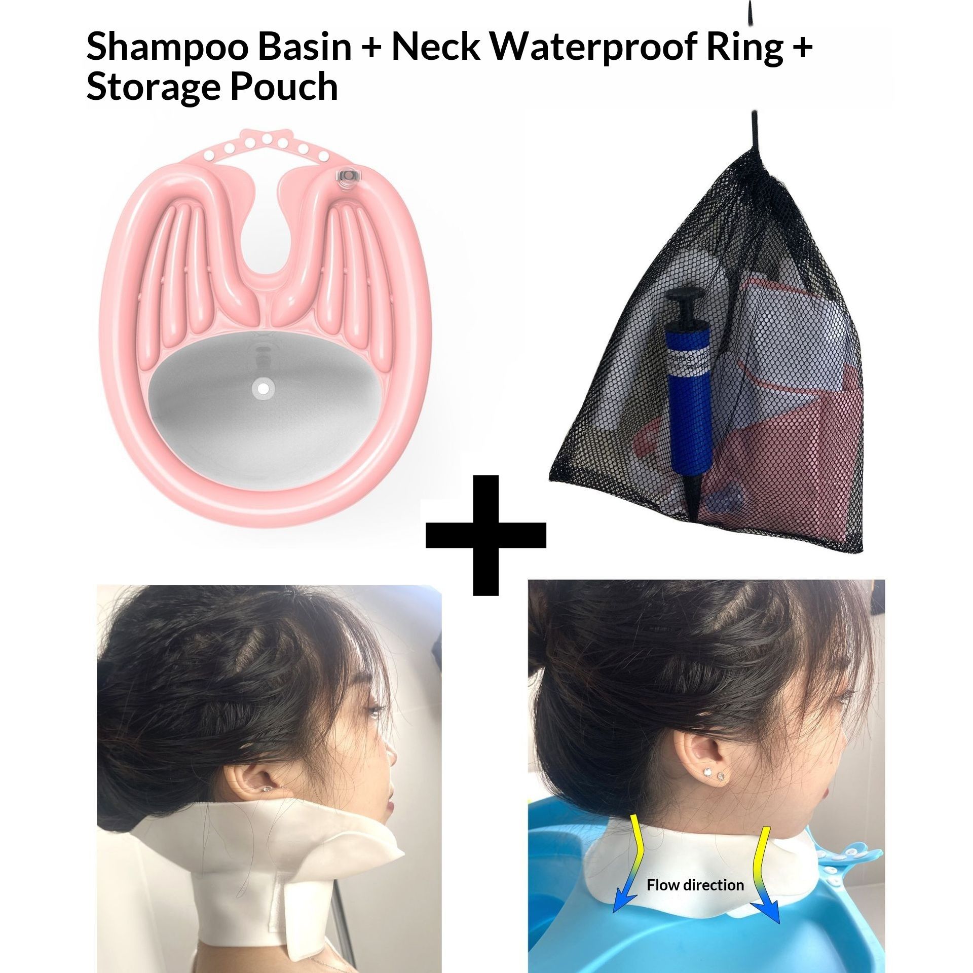 PinkHairWashingBasin+LargeShowerCap+DrainBasket - Image 3