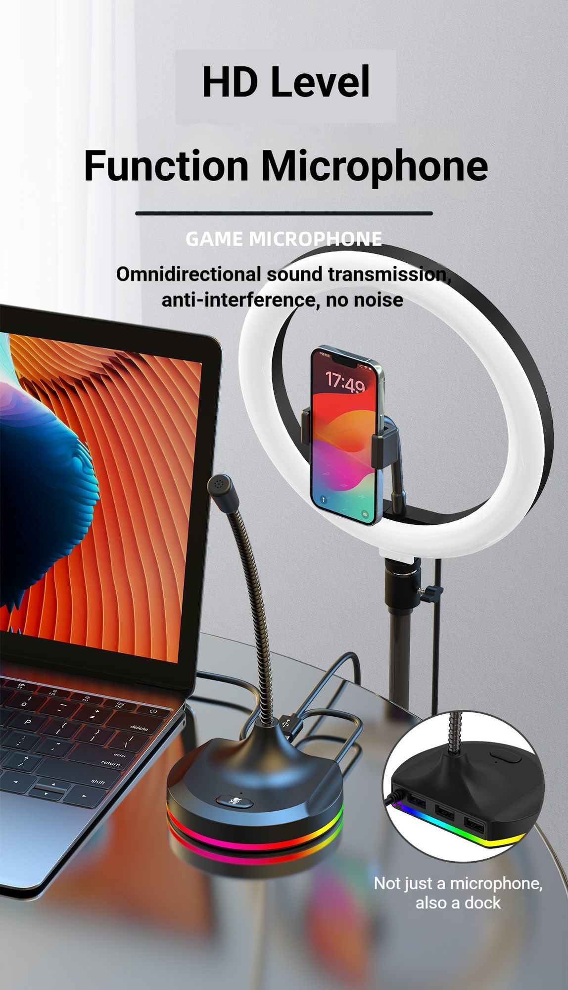 RGB Desktop Microphone Standard Model Black - Image 4